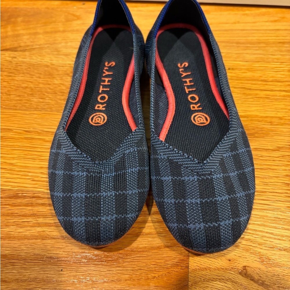 Rothy's Black and Blue Checkered Flats